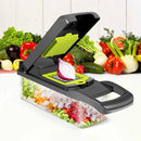 Cortador de Legumes e Vegetais 12 em 1 – Fatiador Multiuso com 7 Lâminas Inox e Coletor