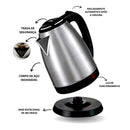 Stainless Steel Electric Kettle 1.8L with Automatic Shut-Off – Powerful, Safe and with Rotating Base (1100W)