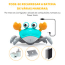 Caranguejo Musical Fujão Recarregável – Com Som, Luz e Sensor Inteligente de Obstáculos