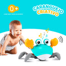 Caranguejo Musical Fujão Recarregável – Com Som, Luz e Sensor Inteligente de Obstáculos