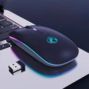 Mouse Bluetooth Sem Fio Dual Mode – LED Recarregável, Compatível com PC e Notebook