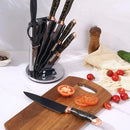 Black 7-Piece Knife Set – Includes Holder and Multi-Purpose Scissors
