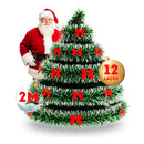 Festão Decoração De Natal 2 Metros Cheio Grosso 13cm Verde Neve Nevado Flexível Com Laços Varal Natalino Kit 1 Peça + 12 Lacinhos Enfance