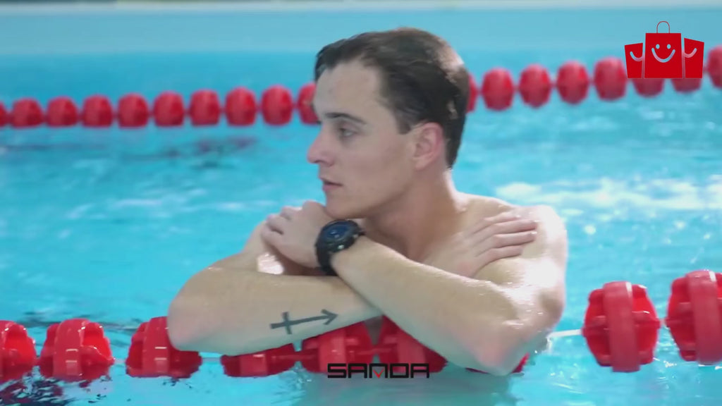 SANDA Relógios esportivos de moda marca de luxo à prova d 'água com cronógrafo duplo display masculino

