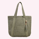 Bolsa Feminina de Palha Trançada para Praia – Design Elegante e Espaçosa para o Verão